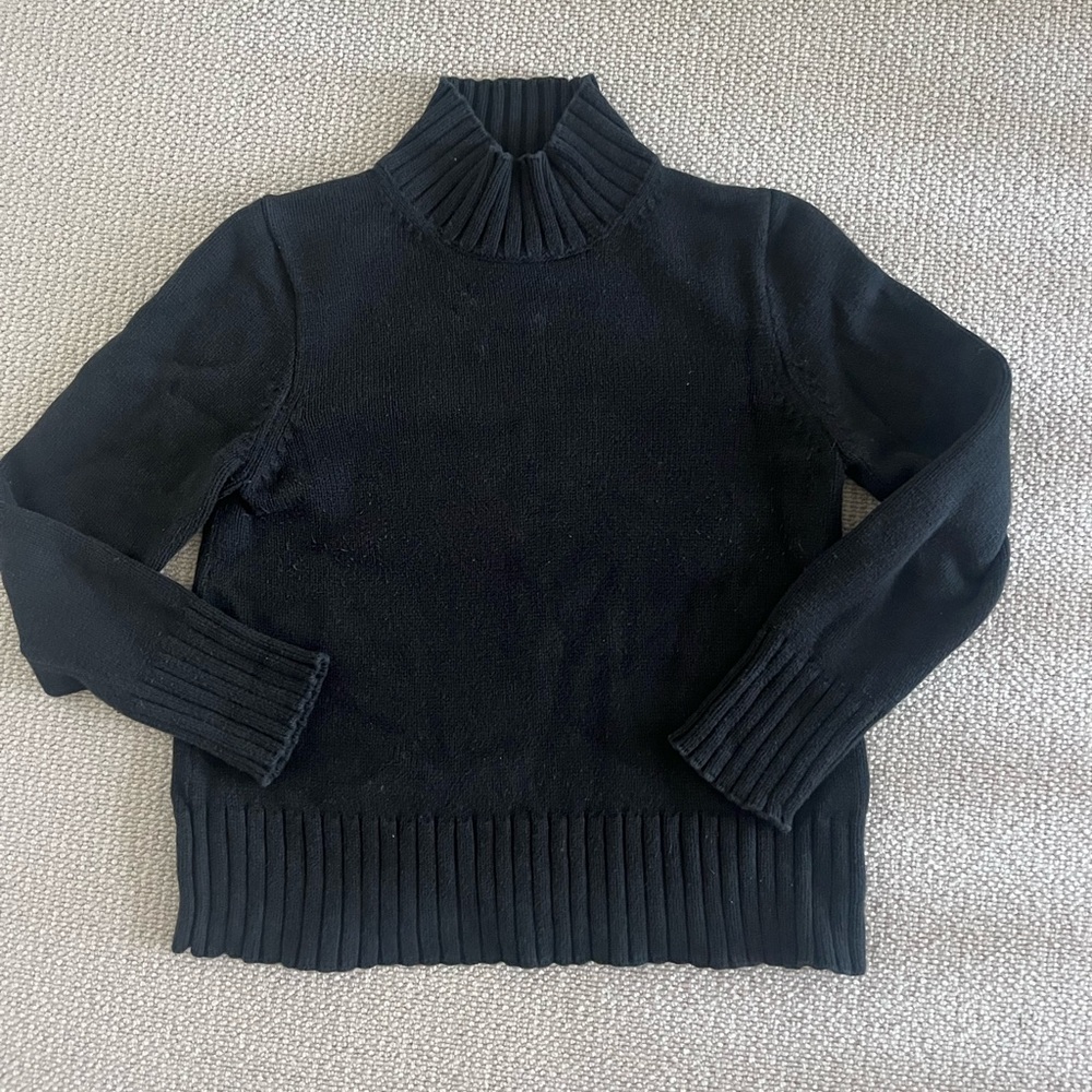 J. Crew Classic Black Turtleneck Cotton Sweater